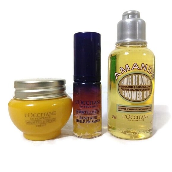 L'occitane Anti Aging Divine Cream, Reset serum & Almond shower Oil Set … - Picture 1 of 5